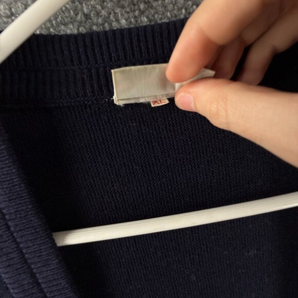 VTG Chemise Lacoste XL Cardigan Men Sweater Navy Blue Buttons Knit Acrylic - Picture 5 of 16